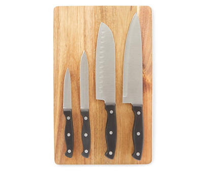 Stainless Steel Cutlery 5-Piece Set with Cutting Board