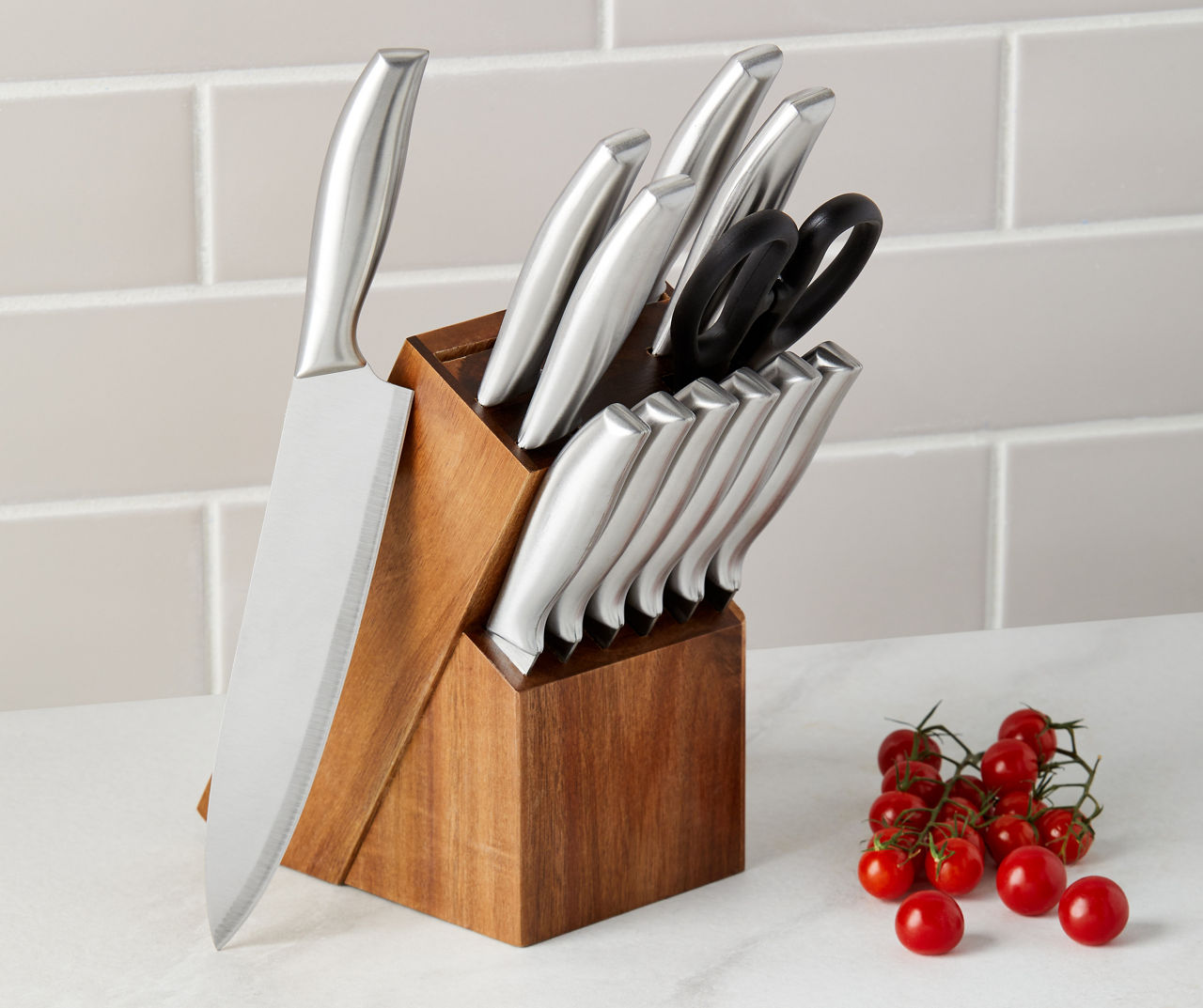 Stainless Steel Knife Set with Block - 13 Kitchen Knives Set Chef