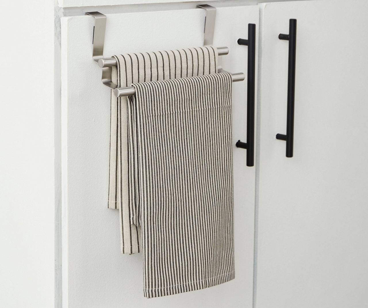 Silver Over the Cabinet Towel Bar