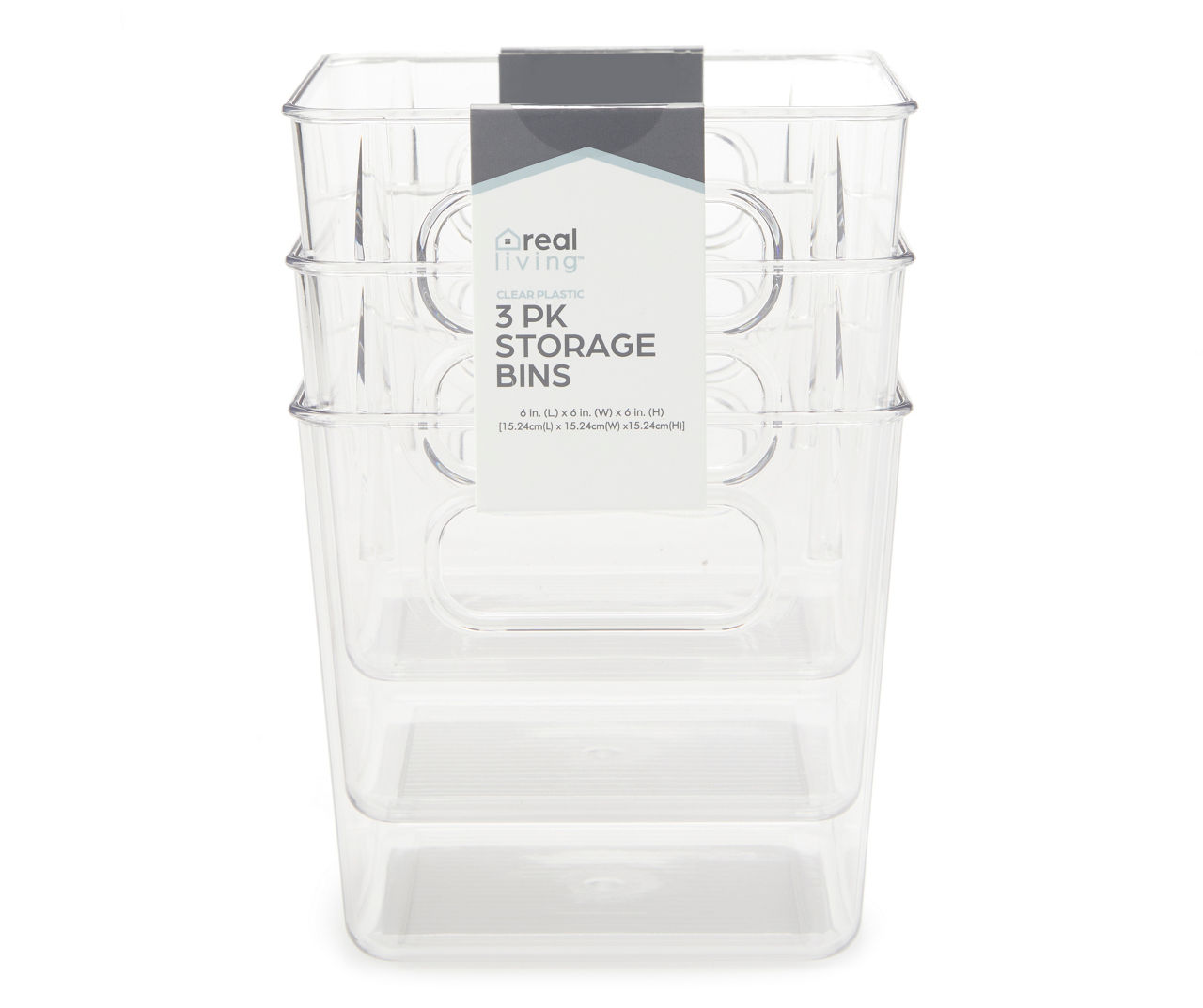 CLEAR PLASTIC STACKING BINS 3 PACK