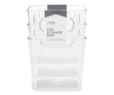 Clear Plastic Storage Bins, 3-Pack