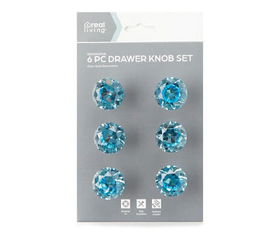 Blue Crystal Drawer Knobs, 6-Pack