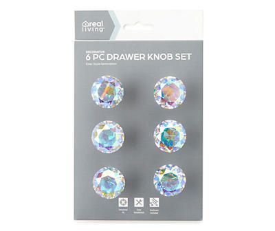LCL- 6 PC HOLO FAUX CRYSTAL KNOBS
