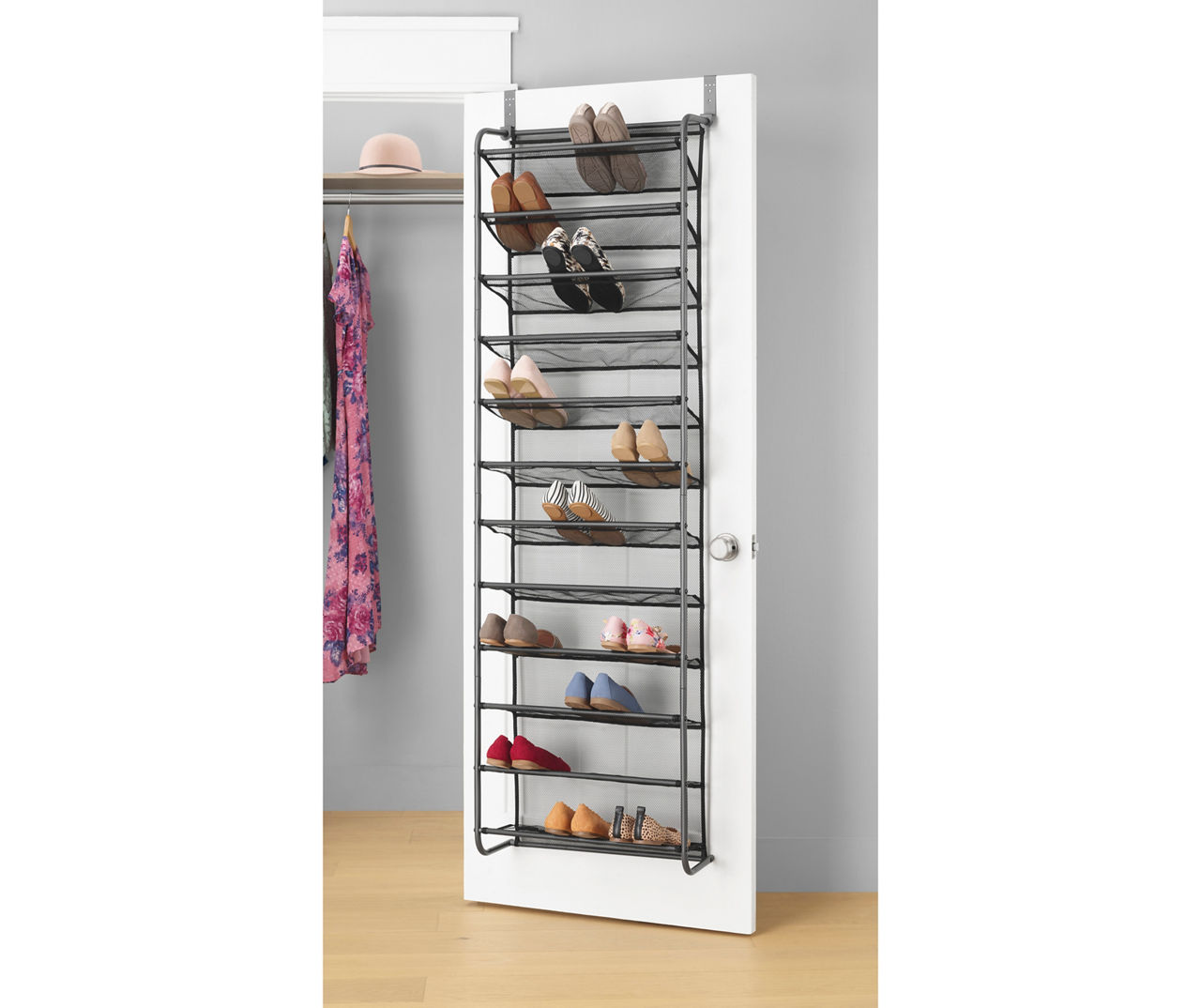 Real Living Gunmetal 12-Tier Over-The-Door Shoe Rack