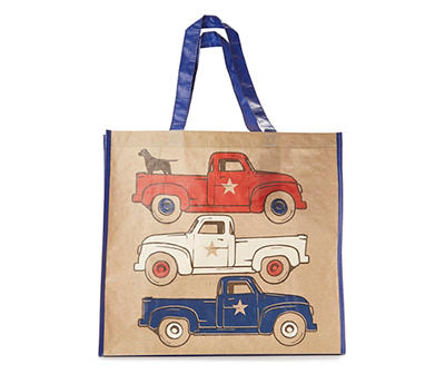 NEW Large Shopping Tote Bag Holidays Old Fire Truck Dog Cat Christmas Reusable 