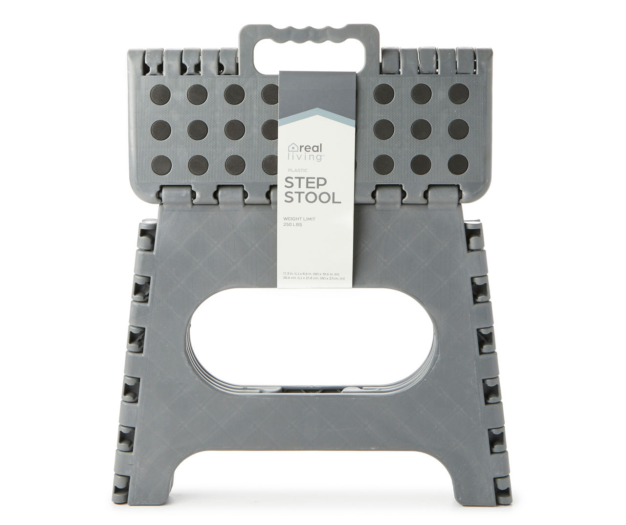 Real Living Gray 1-Step Plastic Folding Step Stool | Big Lots