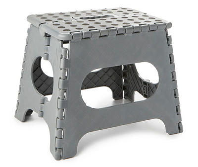 Gray 1-Step Plastic Folding Step Stool