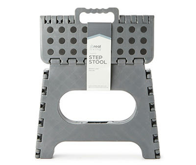 Gray 1-Step Plastic Folding Step Stool