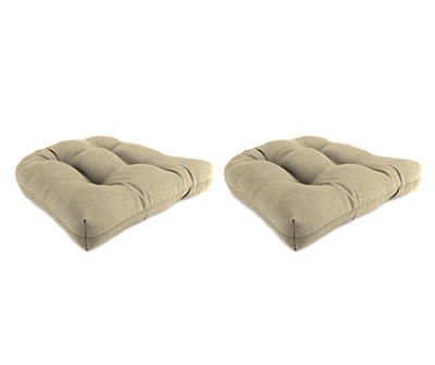 Sand Tan Outdoor Wicker Chair Cushions, 2-Pack