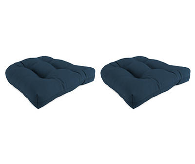 Indigo Blue Outdoor Wicker Chair Cushions, 2-Pack