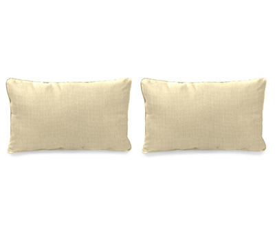 Sand Tan Outdoor Lumbar Throw Pillows, 2-Pack