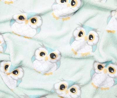 Mint Owls Fleece Throw, (50" x 60")