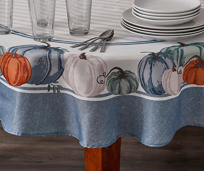 Pumpkin Round Fabric Tablecloth, (60