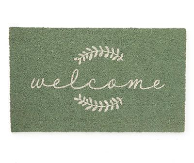 "Welcome" Green Coir Doormat