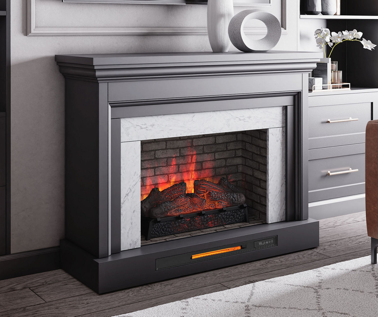 Gray electric deals fireplace big lots