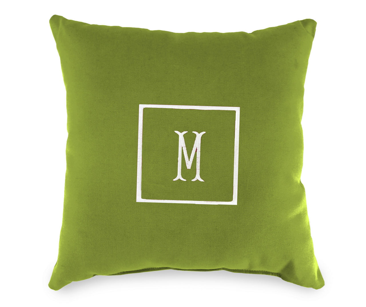 "M" Citrus Green Monogram Indoor/Outdoor Throw Pillow