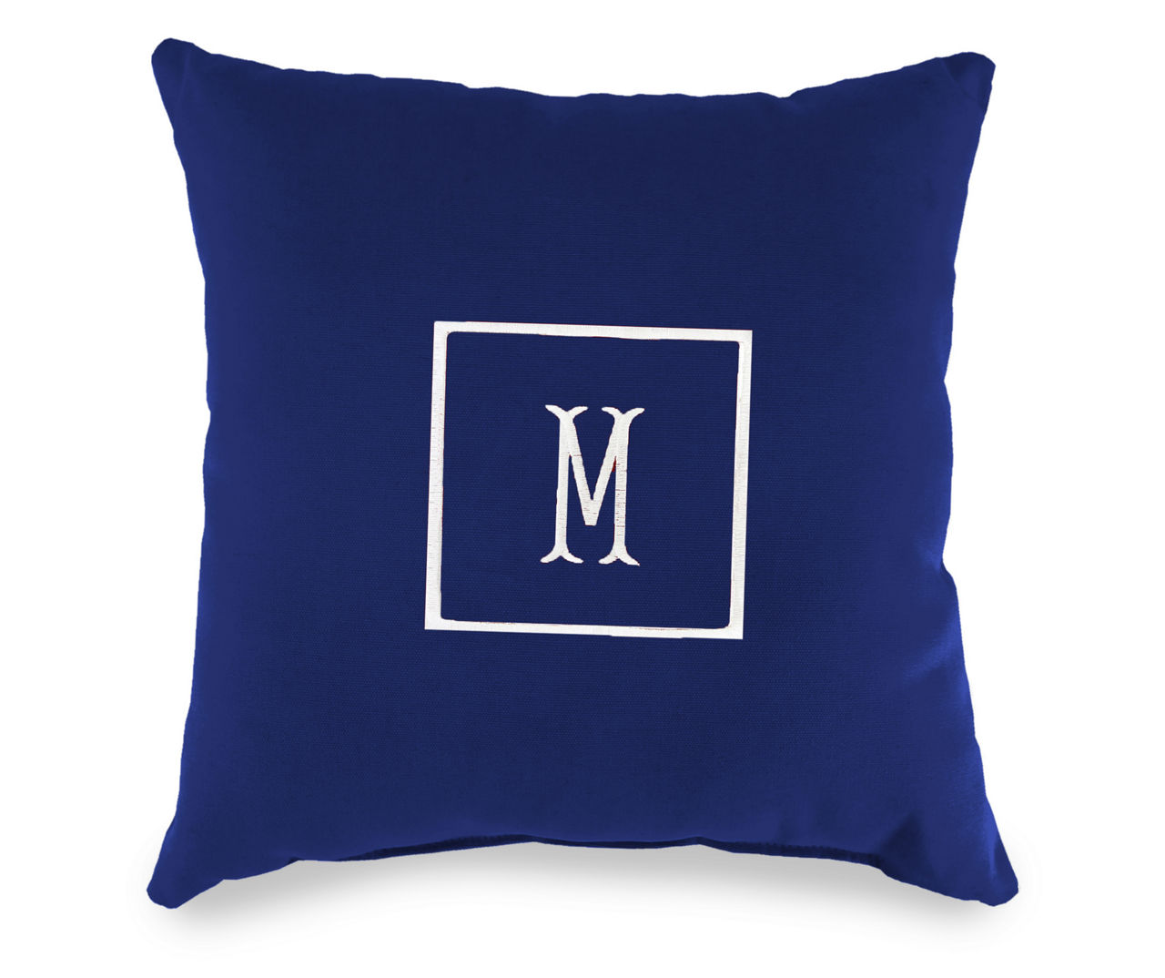 "M" Cobalt Blue Monogram Indoor/Outdoor Throw Pillow