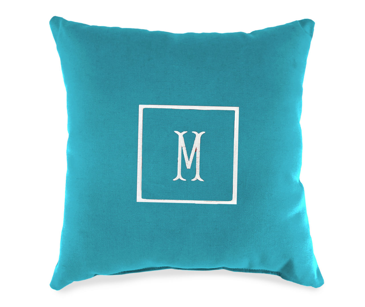 "M" Turquoise Monogram Indoor/Outdoor Throw Pillow