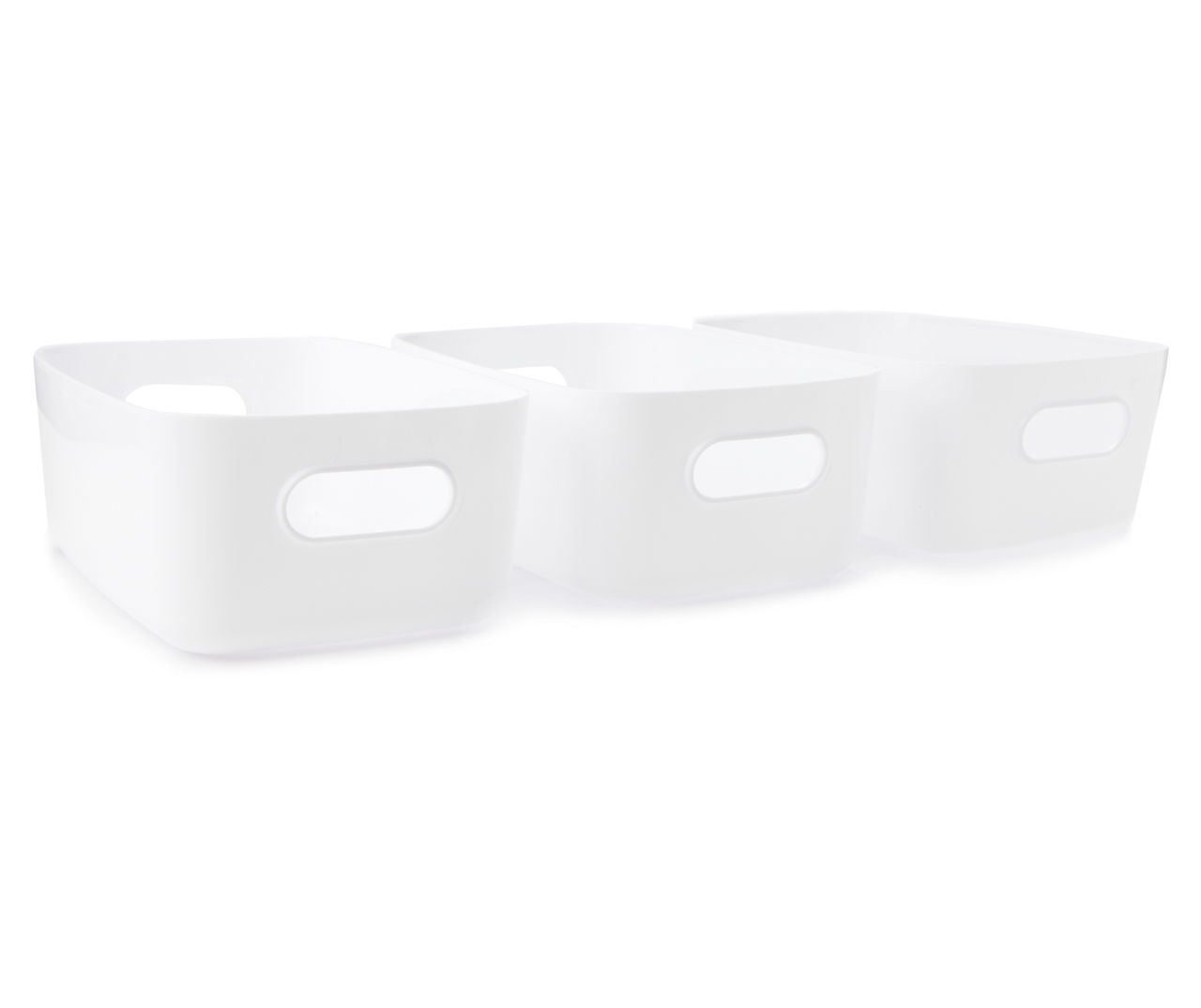 Real Living White Plastic Storage Bins, 3-Pack