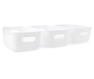 White Plastic Storage Bins, 3-Pack