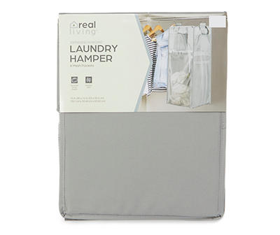Gray 6-Pocket Zippered Hanging Laundry Hamper
