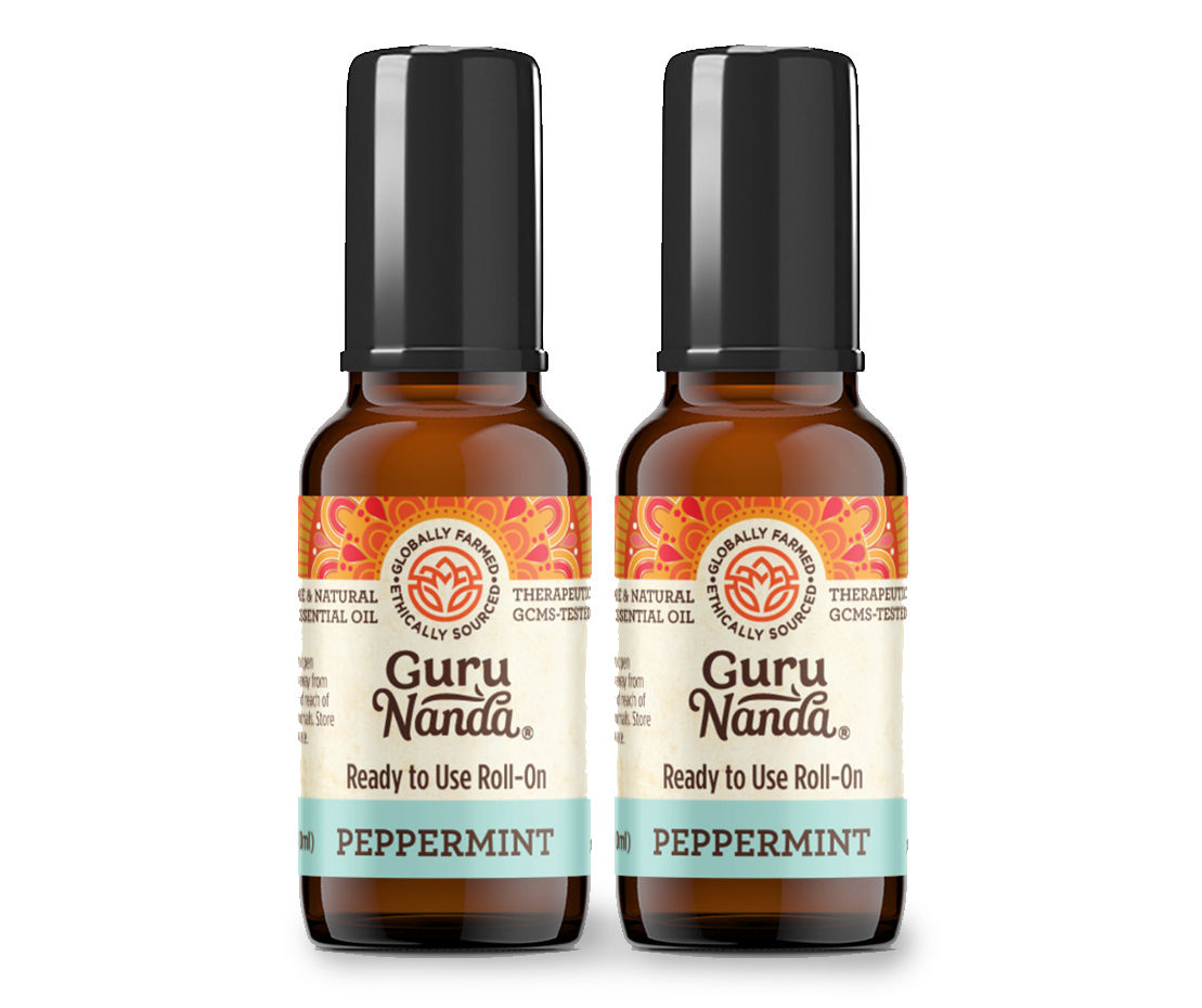Gurunanda Pure Peppermint Roll-On Essential Oil, 2-Pack