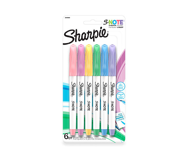 Sharpie S-Note Creative Markers, Assorted Colors, Chisel Tip, 24 Count