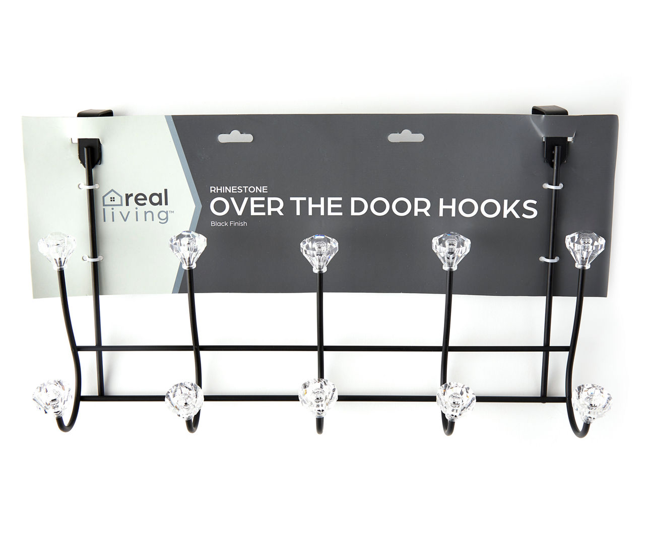 Real Living Black 6-Hook Over-the-Door Hanger