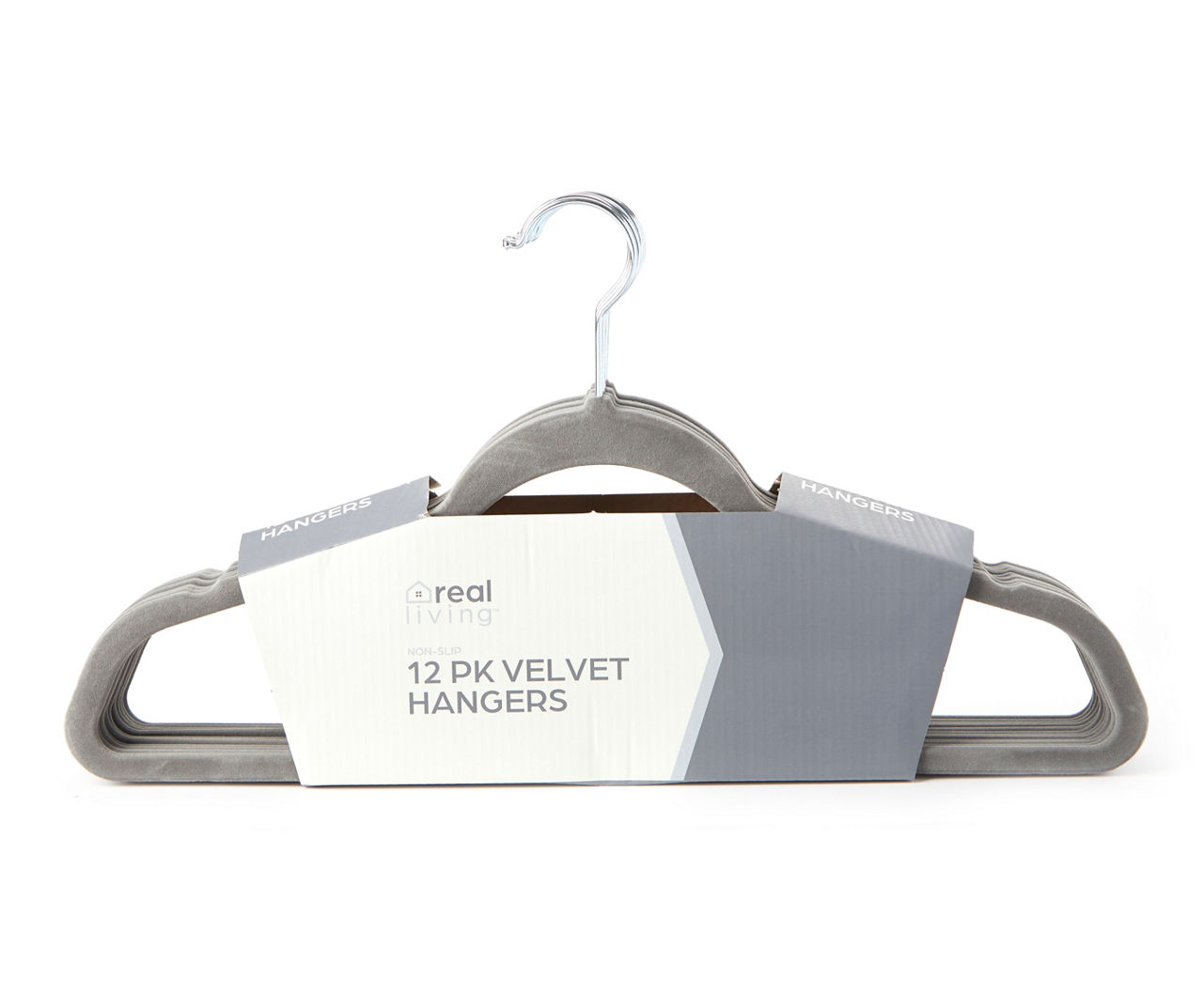 Real Living Gray Velvet Hangers, 12-Pack