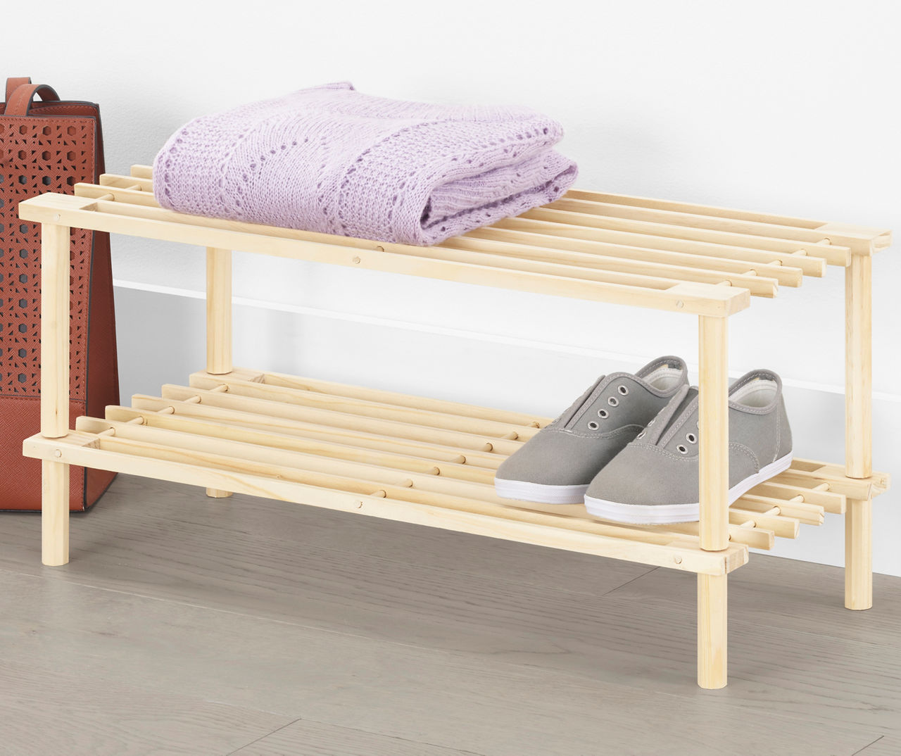 Natural wood shoe online rack