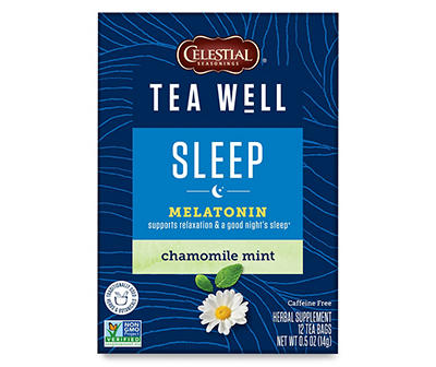 Celestial Seasonings TeaWell Sleep Chamomile Mint Caffeine Free Herbal Supplement Tea Bags 12 ct Box