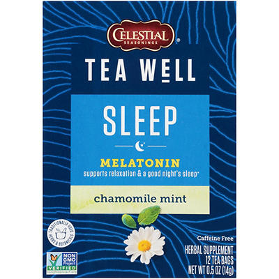 Celestial Seasonings TeaWell Sleep Chamomile Mint Caffeine Free Herbal Supplement Tea Bags 12 ct Box