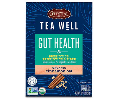 Teawell Organic Gut Health Cinnamon Oat Herbal Tea, 12-Count