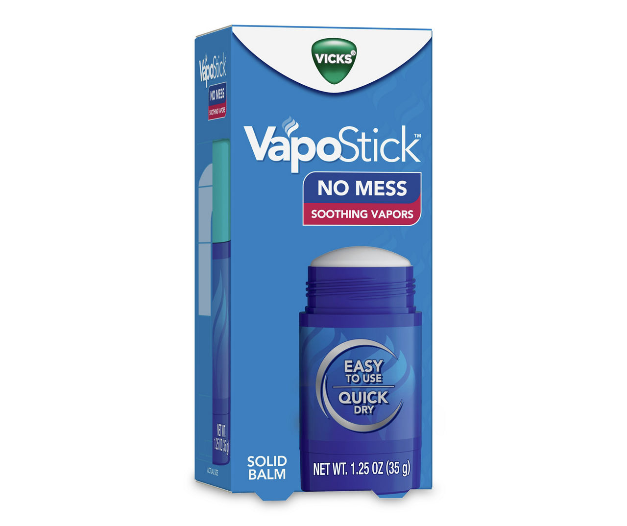 Vicks VapoStick, Solid Balm, No Mess, Soothing Non-Medicated Vicks Vapors,  Easy-To-Use No-Touch Applicator, Quick Dry, Lightweight Skin Feel, From The  Makers of Vicks VapoRub, 1.25 oz