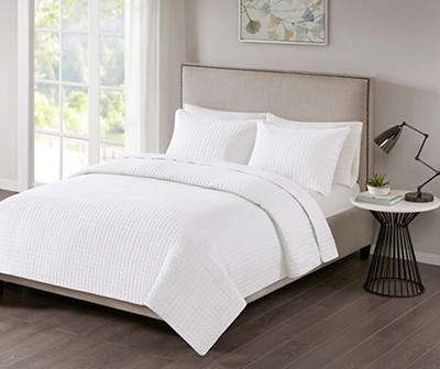 Trace White Full/Queen 3-Piece Coverlet Set