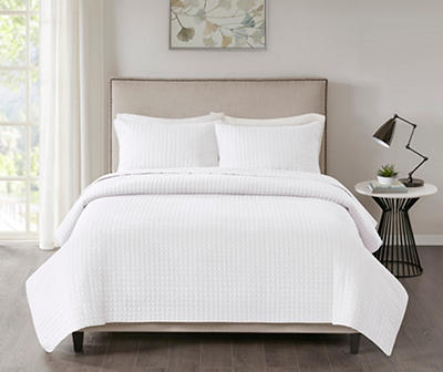 Trace White Full/Queen 3-Piece Coverlet Set