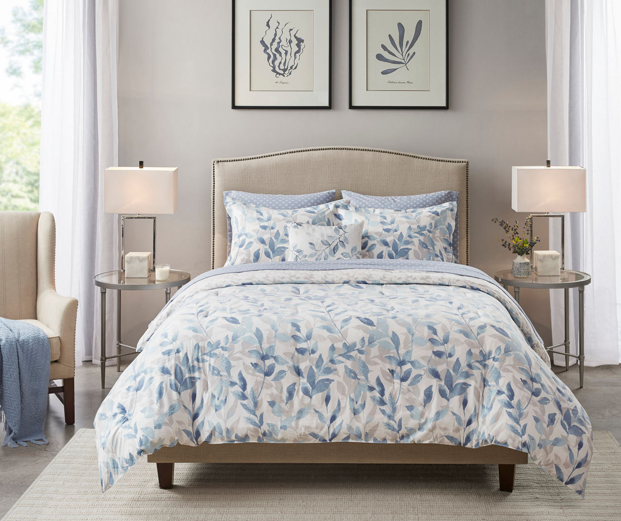 Leisha Blue Reversible Comforter Set | Big Lots
