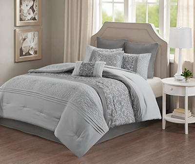 Casey Gray Embroidered King 8-Piece Comforter Set
