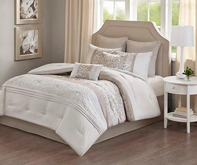 Casey Neutral Embroidered King 8-Piece Comforter Set