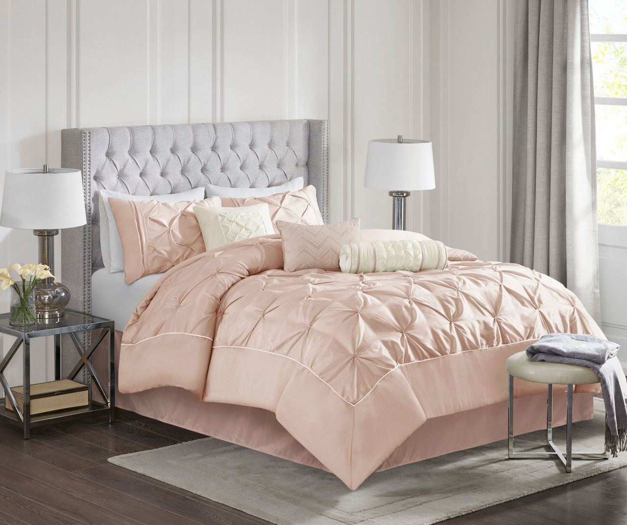 Piedmont Blush Tufted Queen 7-Piece Comforter Set | Big Lots