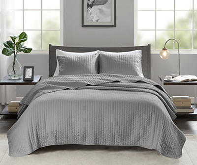 Mitchell Gray King/California King 3-Piece Coverlet Set