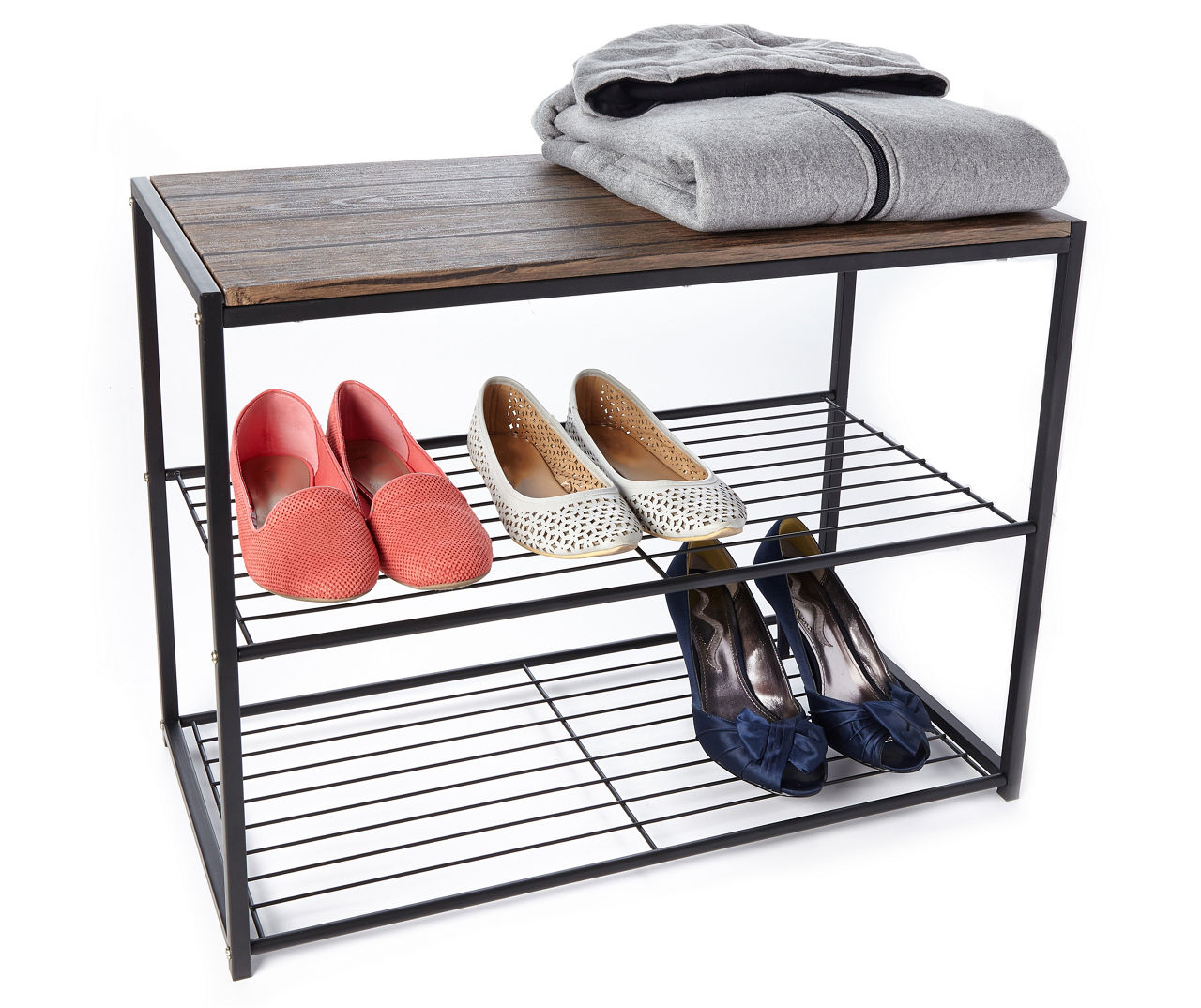 Real Living Black 4-Tier Wire Shoe Rack