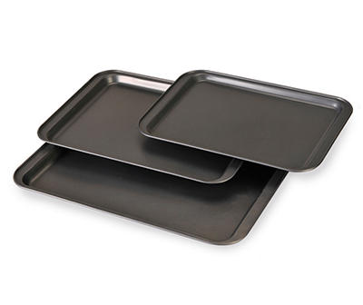 3 Piece Non Stick Bakeware Tray Set Oven Trays Baking Sheets Roasting Tins Pans 