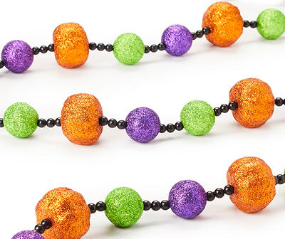 6' Orange, Green & Purple Glitter Ball Garland