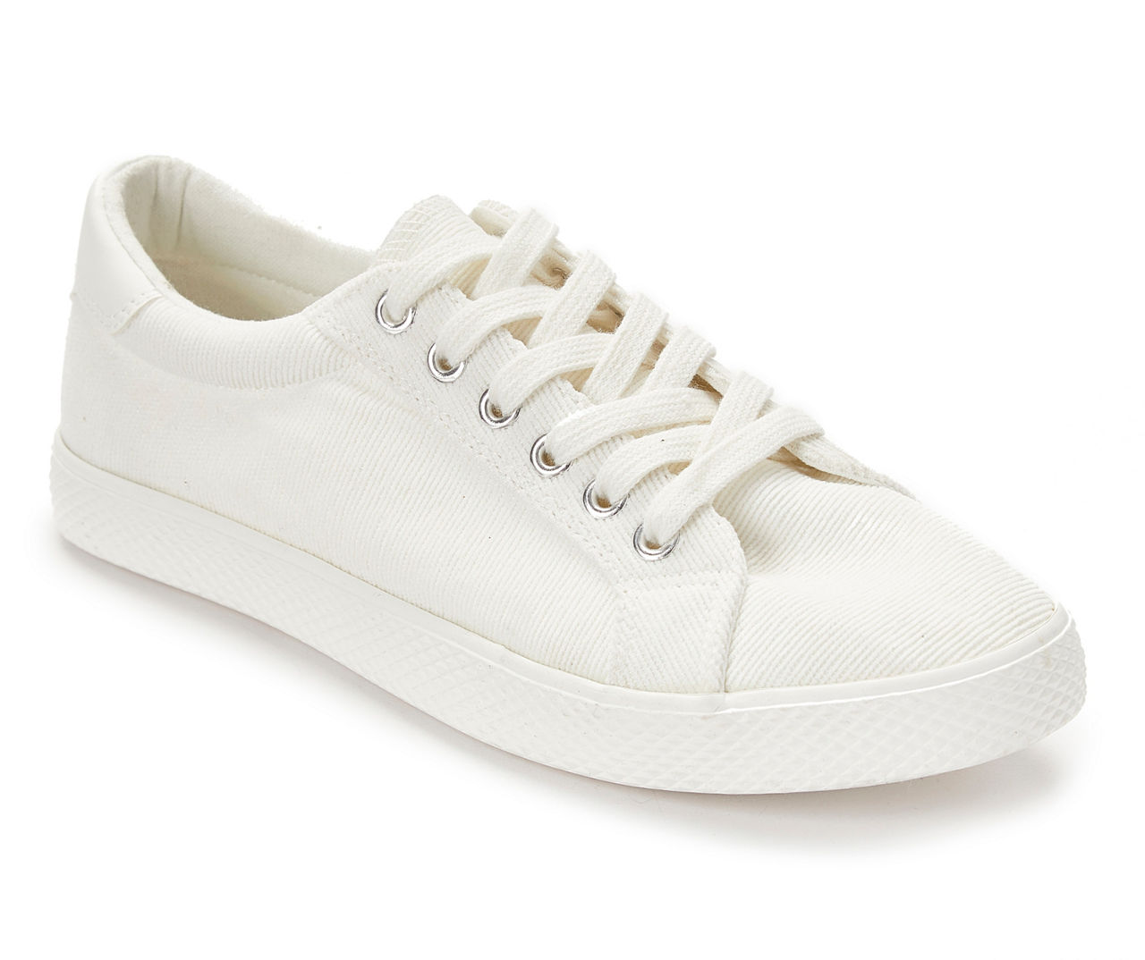 Womens White Canvas Sneakers Low Top Lace-up Canvas