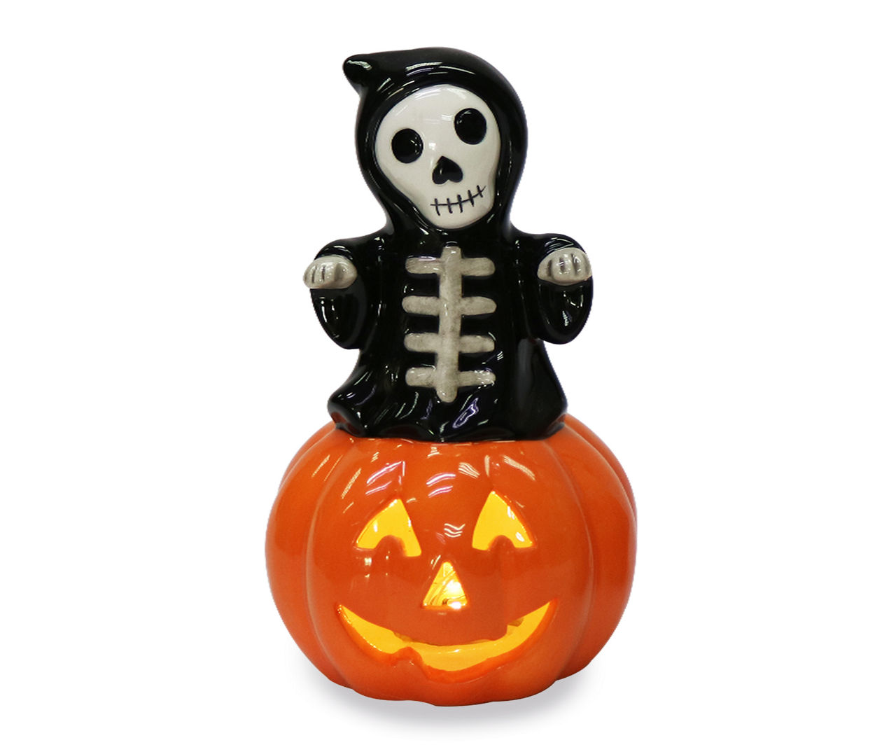 Skeleton & Pumpkin LED Ceramic Decor | Big Lots