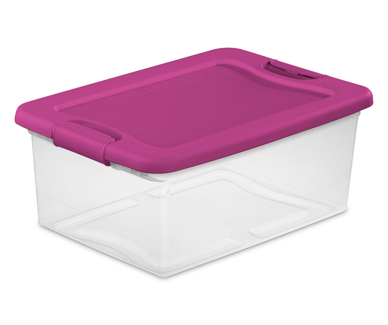 64 Qt Latching Box Plastic Stackable Tote Bin Organizer Storage Container  Pink