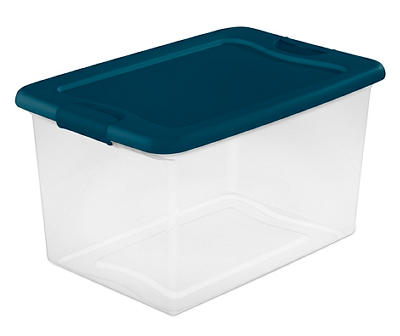 Clear & Teal 64-Quart Latching Storage Tote
