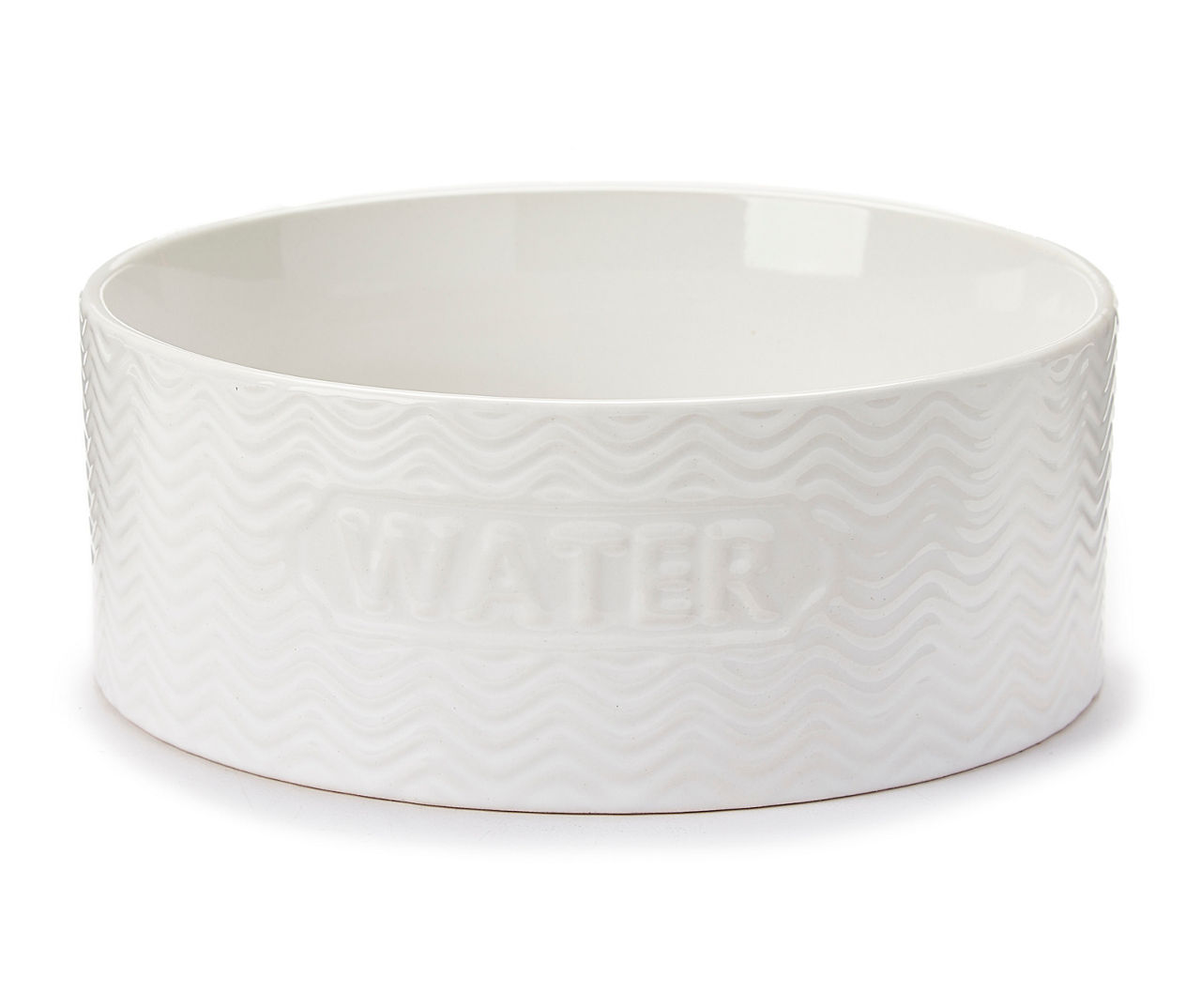Water Large White Embossed Ceramic Pet Water Bowl