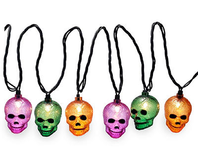 Multi-Color Skull Halloween Lights, 10-Lights